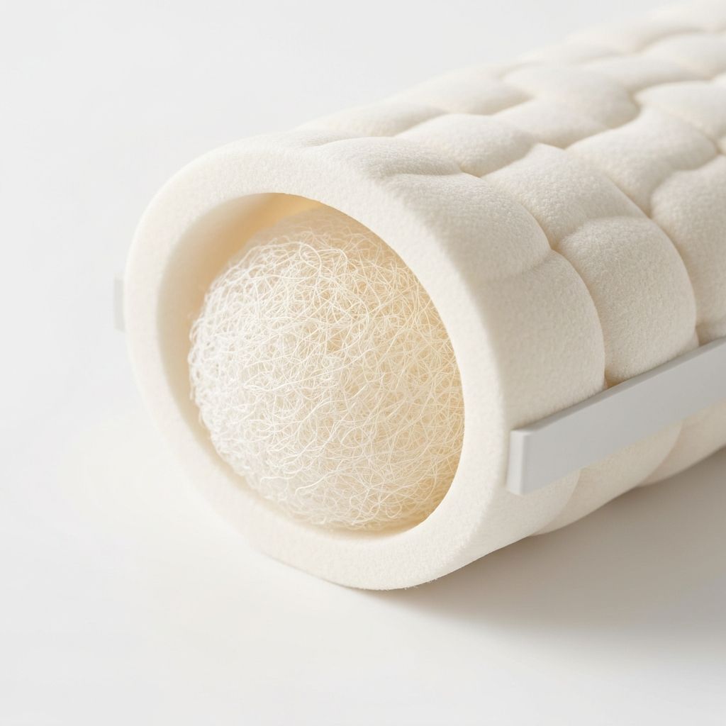 Close-up of the Wovon-Air breathable polymer fiber core inside a Newton baby mattress